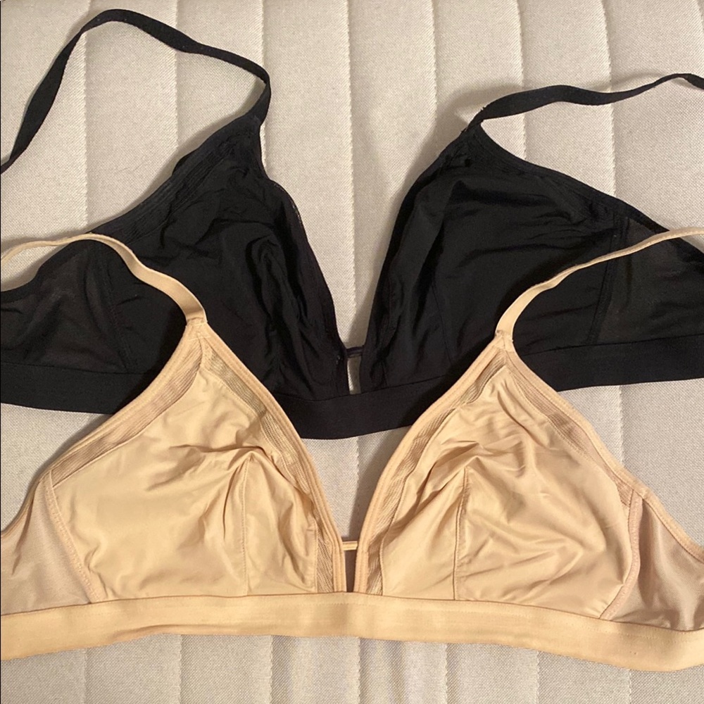 Lively Black and Tan Wireless Bralette Set with Adjustable Straps